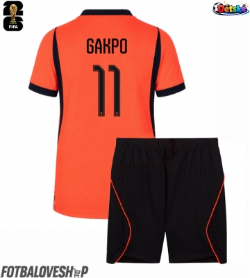 Nizozemsko Cody Gakpo #11 Dětské Domácí Dres MS 2026 Krátký Rukáv (+ trenýrky)